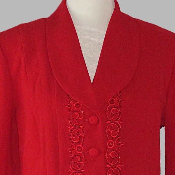 NWT Danny & Nicole Women's Vintage Red Embroidered Blazer Jacket Size 8P (C527) - Picture 1 of 9